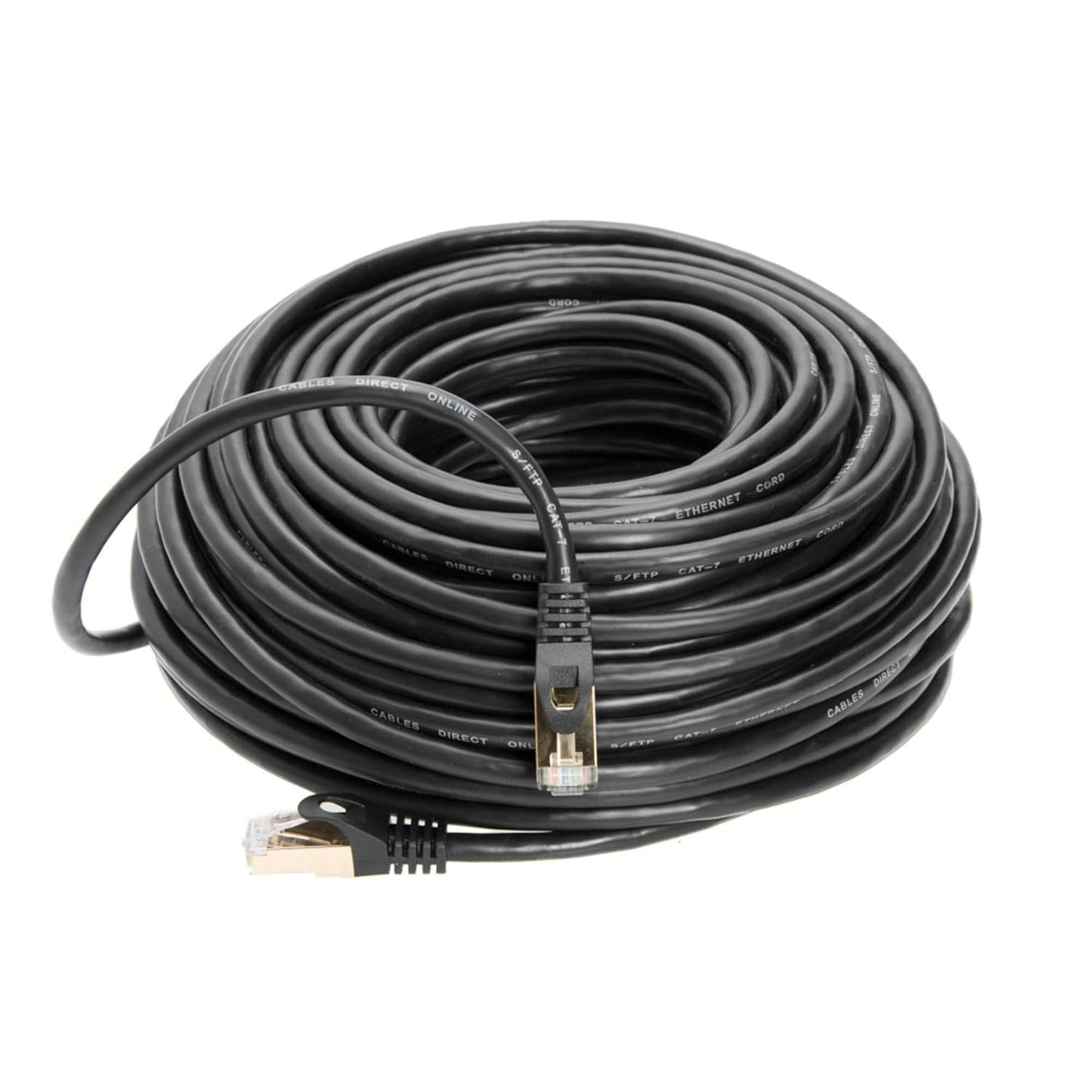 200FT S/FTP Cat7 Copper Network Ethernet Patch Cable, Internet Wire, Compatible with PC, Laptop, Modem, Router, Tvs, Printer Cord, Consoles for Home and Office (200Ft, Black)