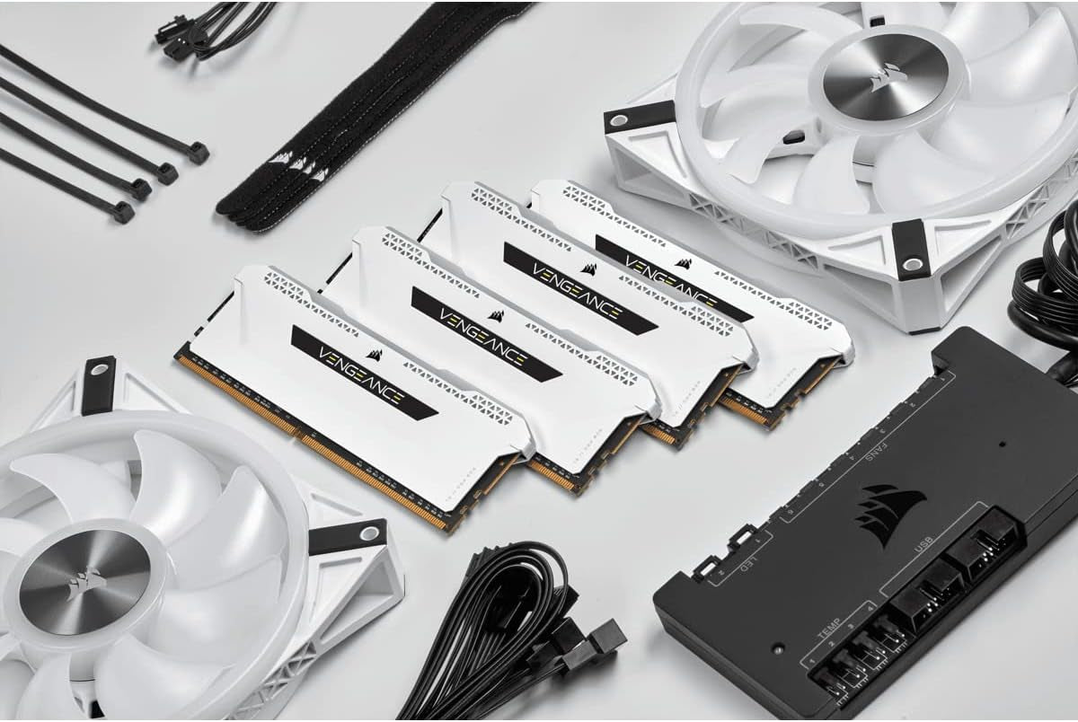 VENGEANCE RGB PRO SL DDR4 RAM 32GB (2X16Gb) 3600Mhz CL18-22-22-42 1.35V Intel AMD Desktop Computer Memory - White (CMH32GX4M2D3600C18W)