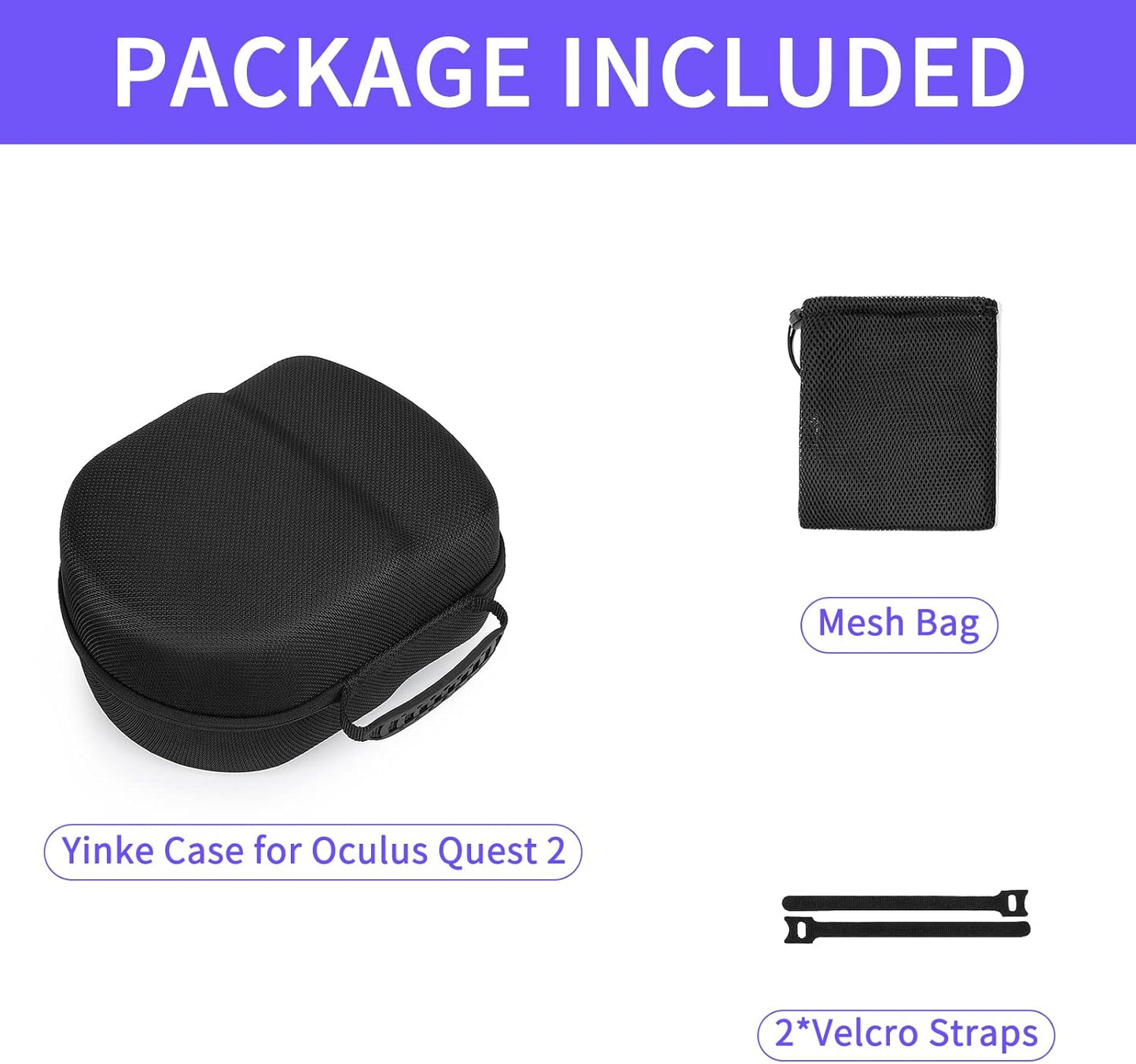 Yinke for Oculus/Meta Quest 2/Pico 4 Case, Hard Travel Carrying Case All-In-One Storage, Compatible with Elite Strap VR Headset and More Accessories (Black)
