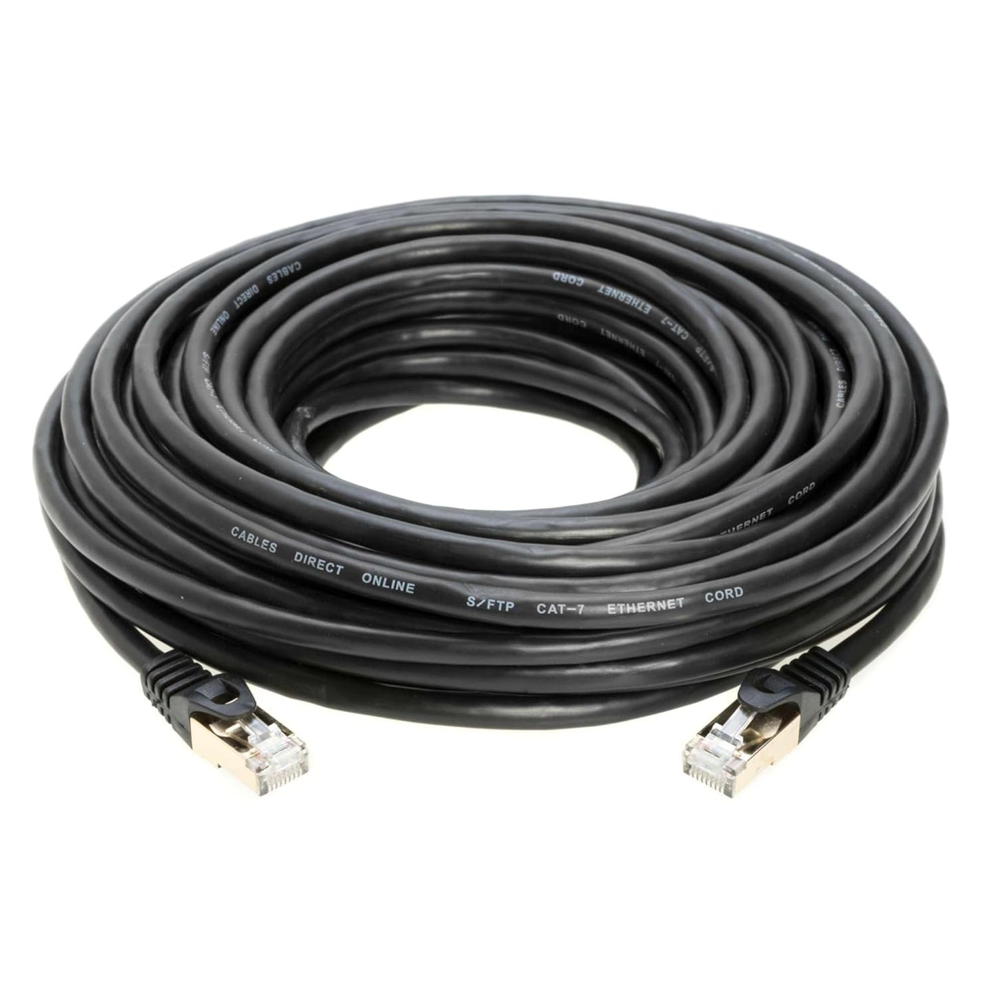 30FT S/FTP Cat7 Copper Network Ethernet Patch Cable, Internet Wire, Compatible with PC, Laptop, Modem, Router, Tvs, Printer Cord, Consoles for Home and Office (30Ft, Black)