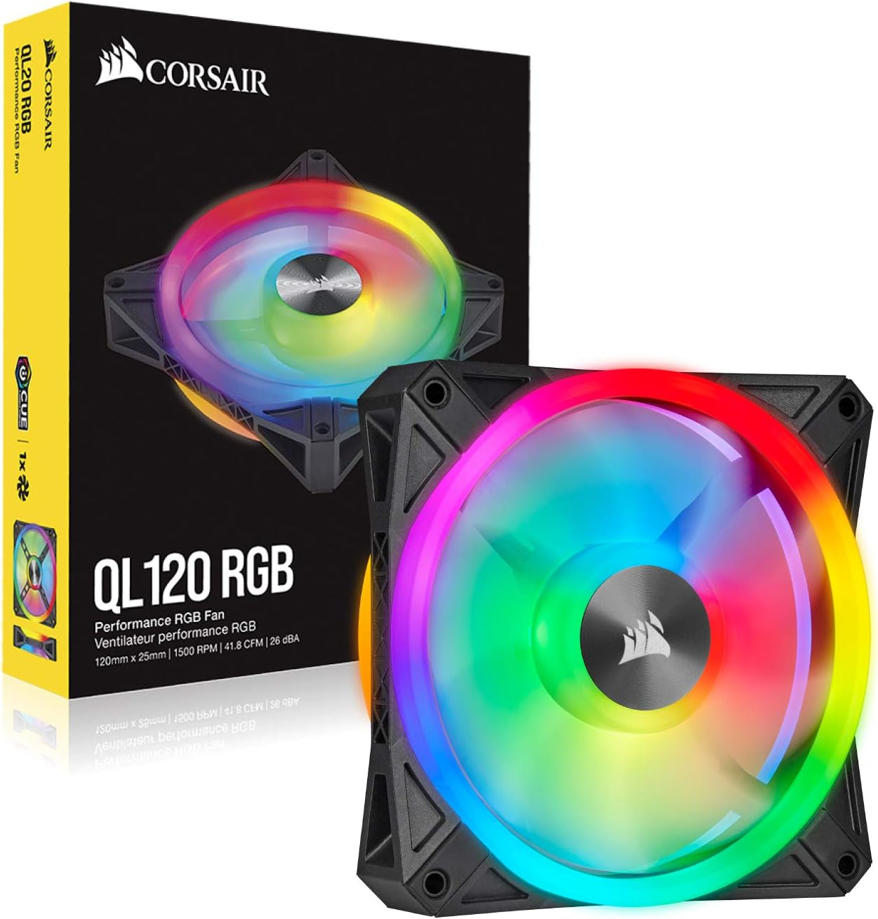 QL Series, Ql120 RGB, 120Mm RGB LED Fan, Single Pack - Black, 4.72 X 4.72 X 0.98 Inches