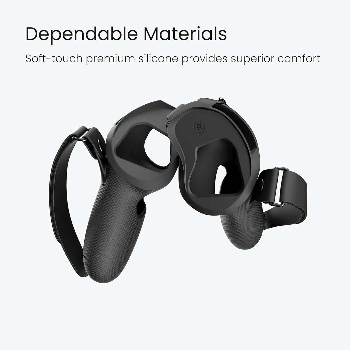 Upgraded Controller Grips Cover Compatible with Meta Quest 2 Accessories, with Battery Opening Protector with Knuckle Straps (Black)