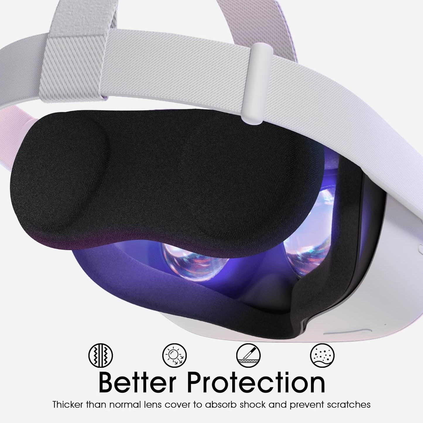 (1 Pack) VR Lens Protector Cover Dust Proof Cover for Quest 3S/Quest 3/Quest 2/Quest/Valve Index Washable Protective Sleeve Sunlight Blocking Anti-Scratch and Anti-Dust - Black