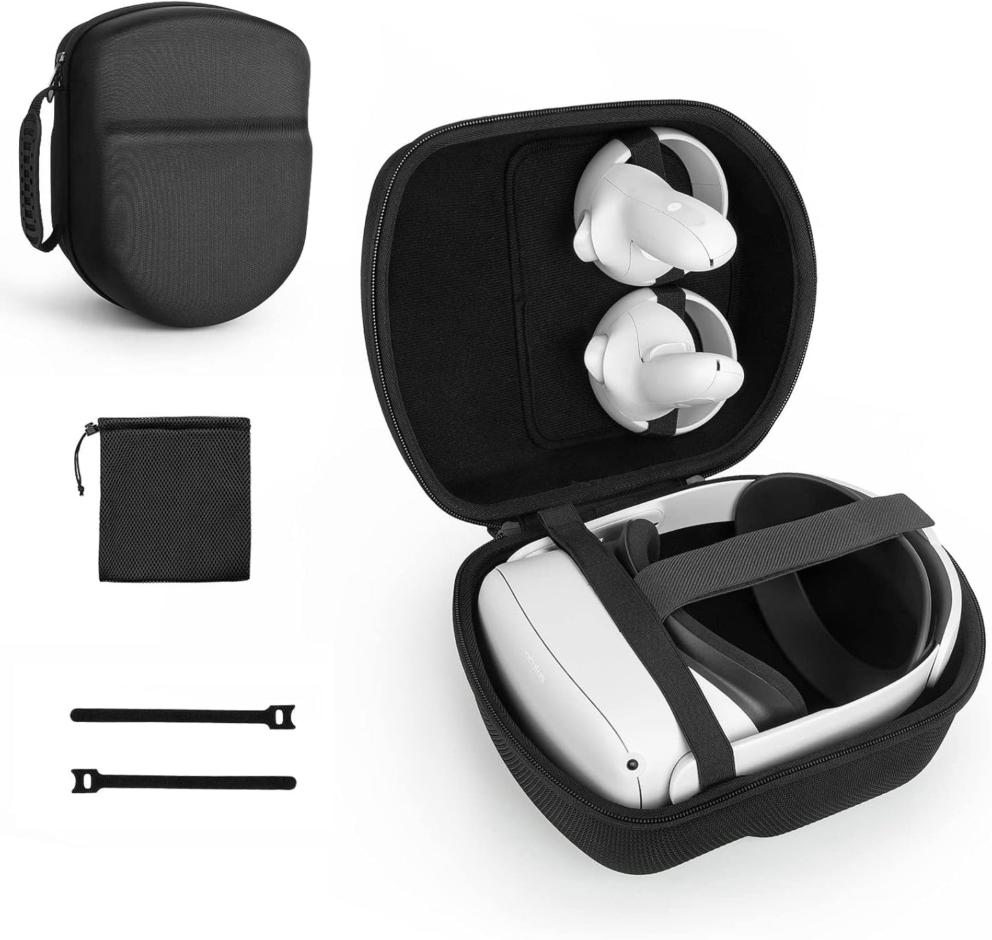 Yinke for Oculus/Meta Quest 2/Pico 4 Case, Hard Travel Carrying Case All-In-One Storage, Compatible with Elite Strap VR Headset and More Accessories (Black)