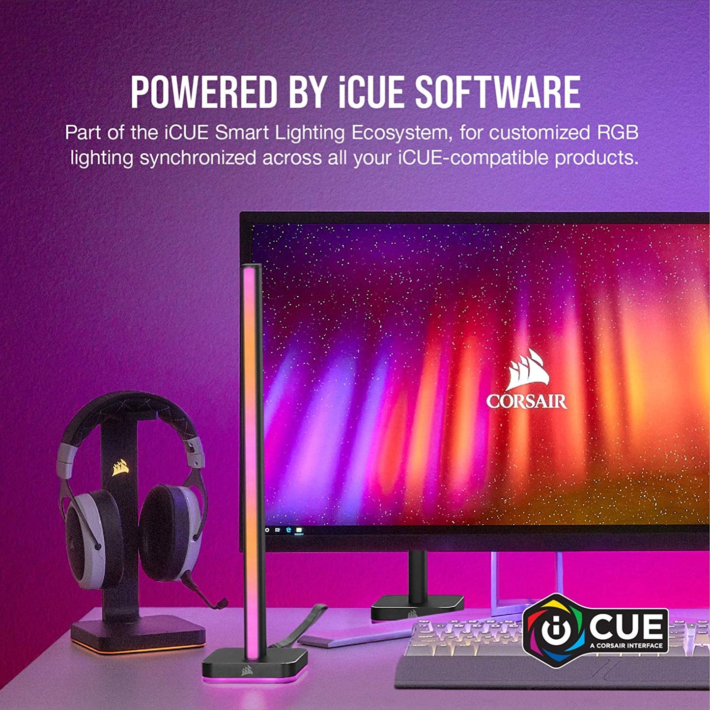Icue LT100 Smart Lighting Tower Starter Kit, Black