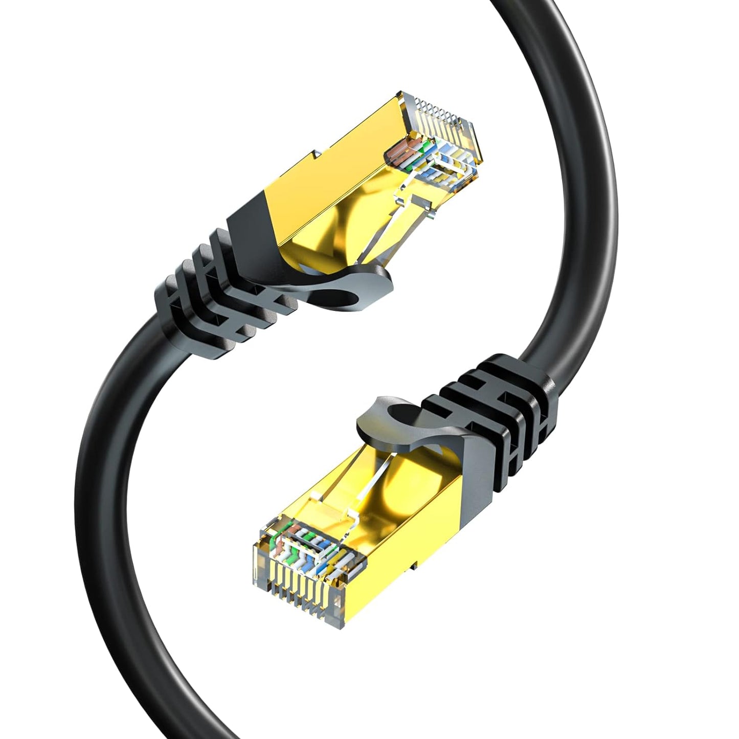 Cat7 Ethernet Cable 150Ft, Cat7 Outdoor Cable Triple Shielding SSTP 10Gbps 600Mhz Ethernet Patch Cable for Modem Router LAN RJ45, Uv/Water Proof, Direct Burial, PE Jacket