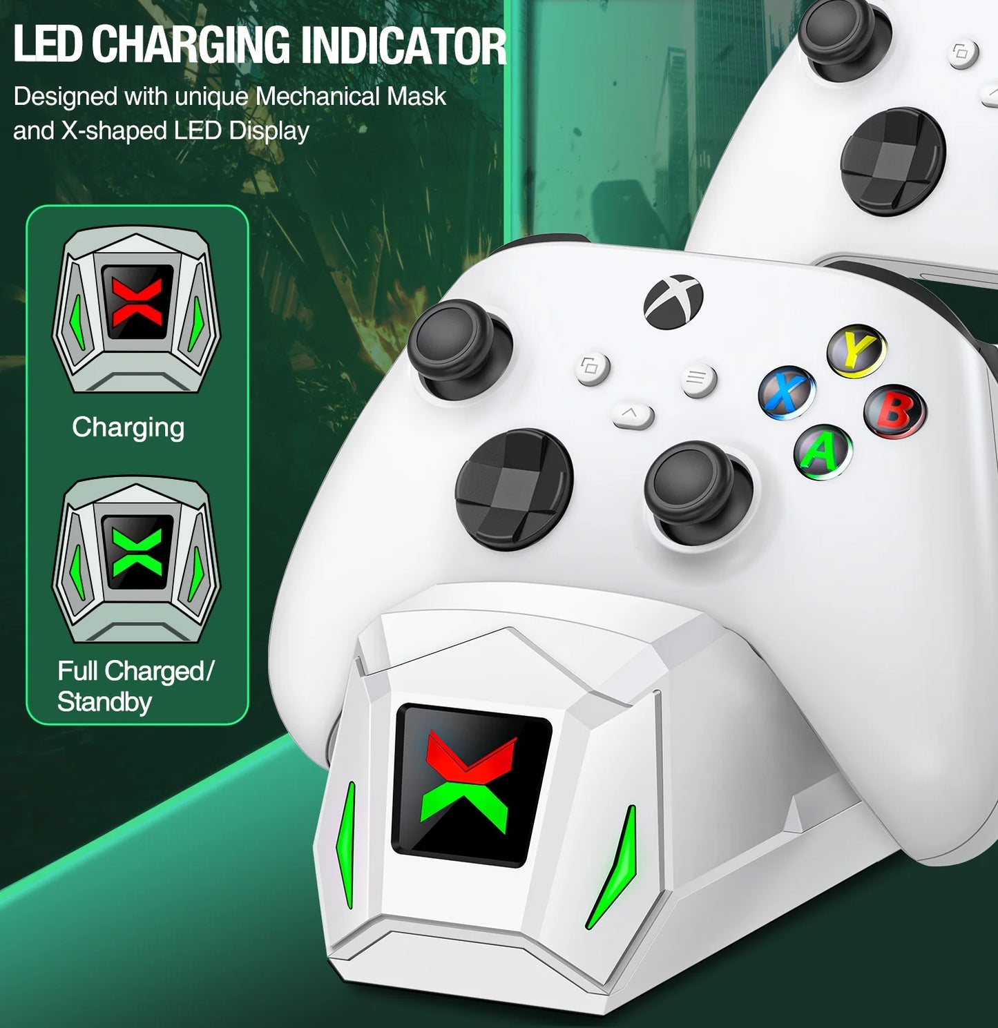 Controller Charger for Xbox One, Xbox Controller Charger Station with 2 X 2550Mah Rechargeable Battery Packs Compatible with Xbox Series X|S/One X/S/Elite