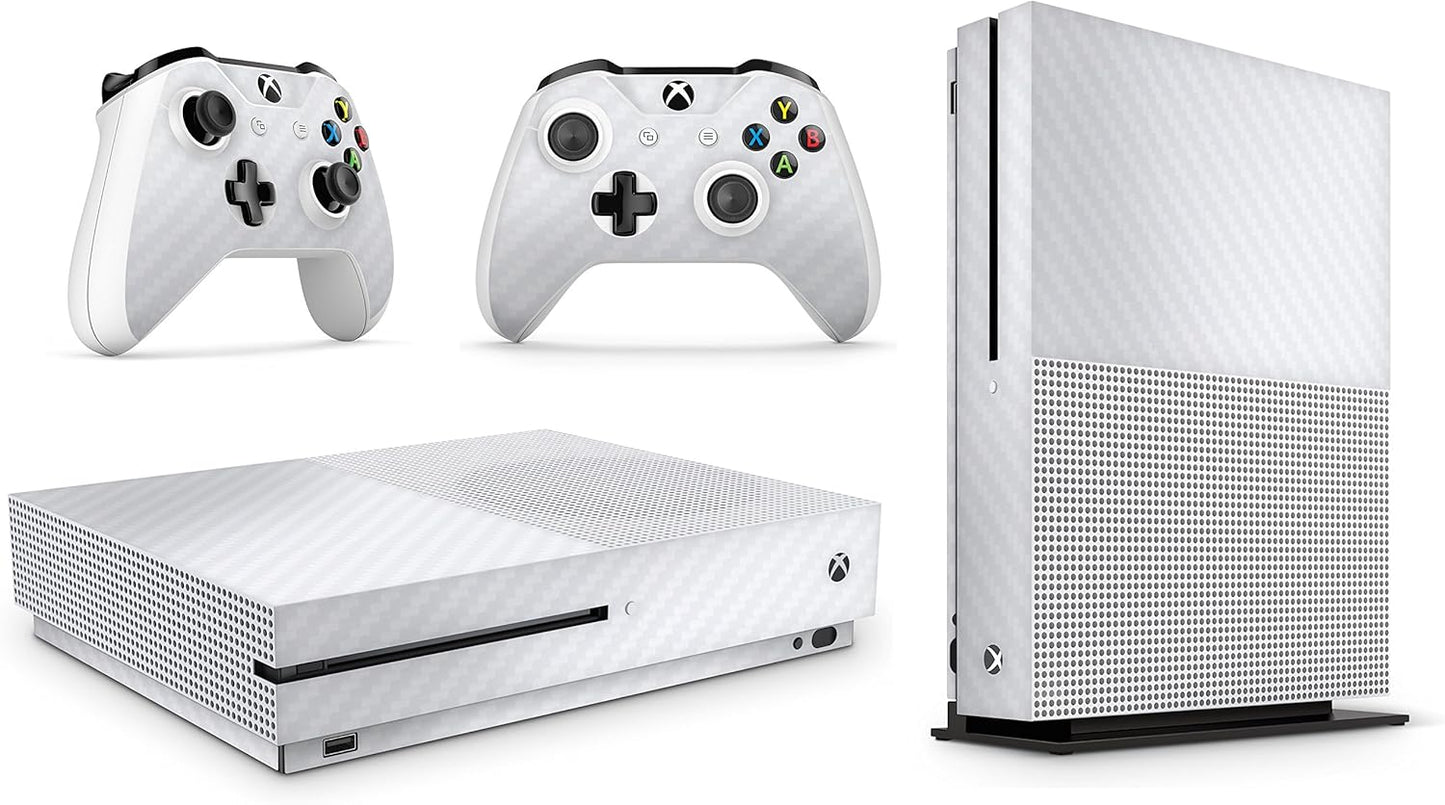 Xbox One S Carbon White Console Skin Decal Sticker + 2 Controller Skins