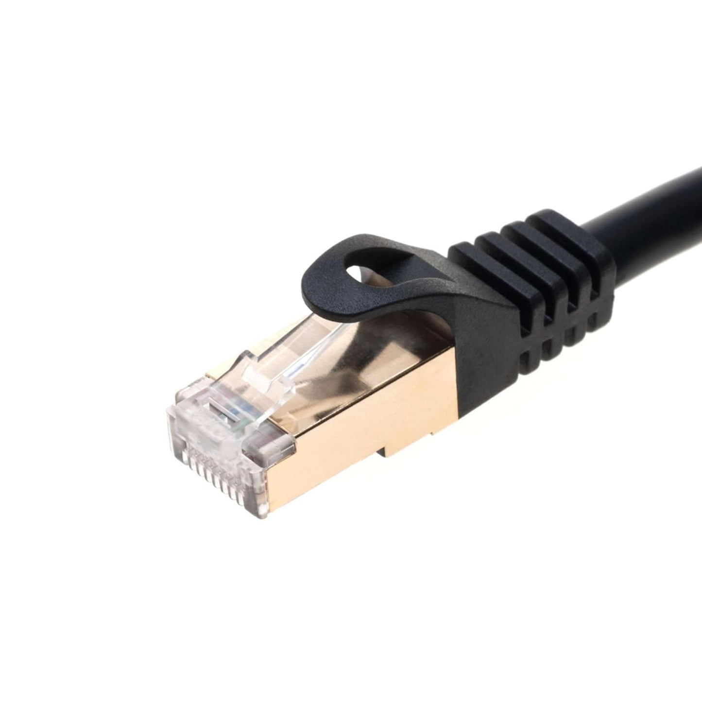 30FT S/FTP Cat7 Copper Network Ethernet Patch Cable, Internet Wire, Compatible with PC, Laptop, Modem, Router, Tvs, Printer Cord, Consoles for Home and Office (30Ft, Black)