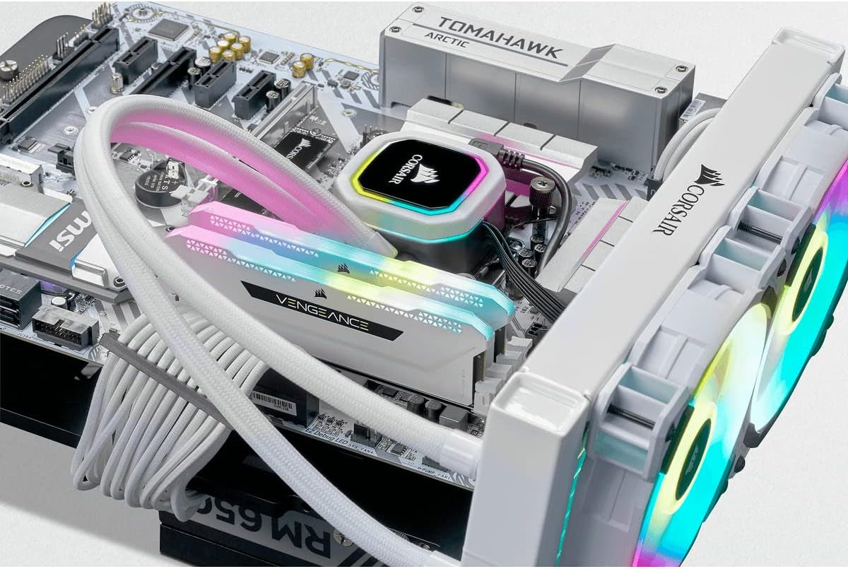 VENGEANCE RGB PRO SL DDR4 RAM 32GB (2X16Gb) 3600Mhz CL18-22-22-42 1.35V Intel AMD Desktop Computer Memory - White (CMH32GX4M2D3600C18W)