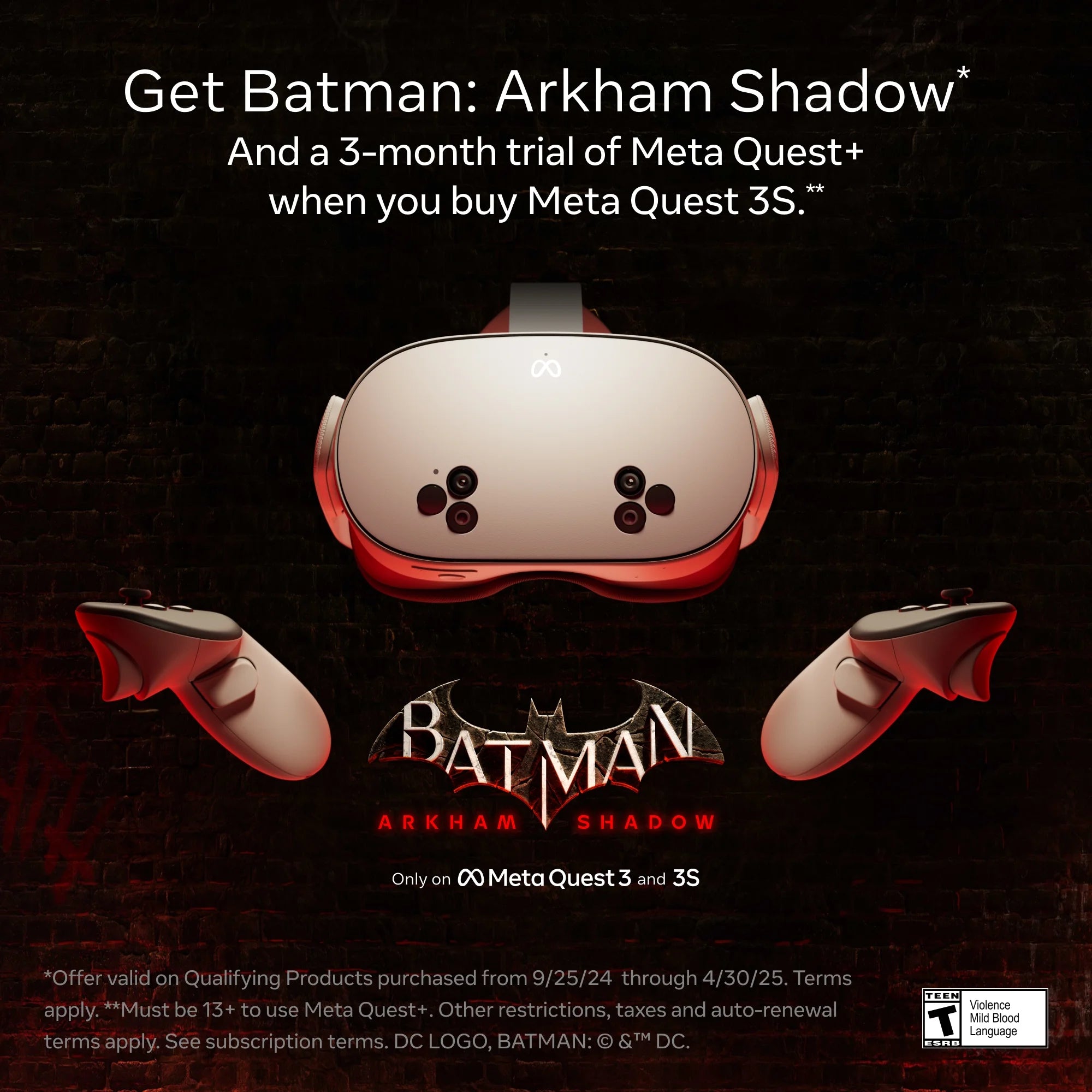3S 128GB Virtual Reality Headset Batman: Arkham Shadow and a 3-Month Trial of  plus Included