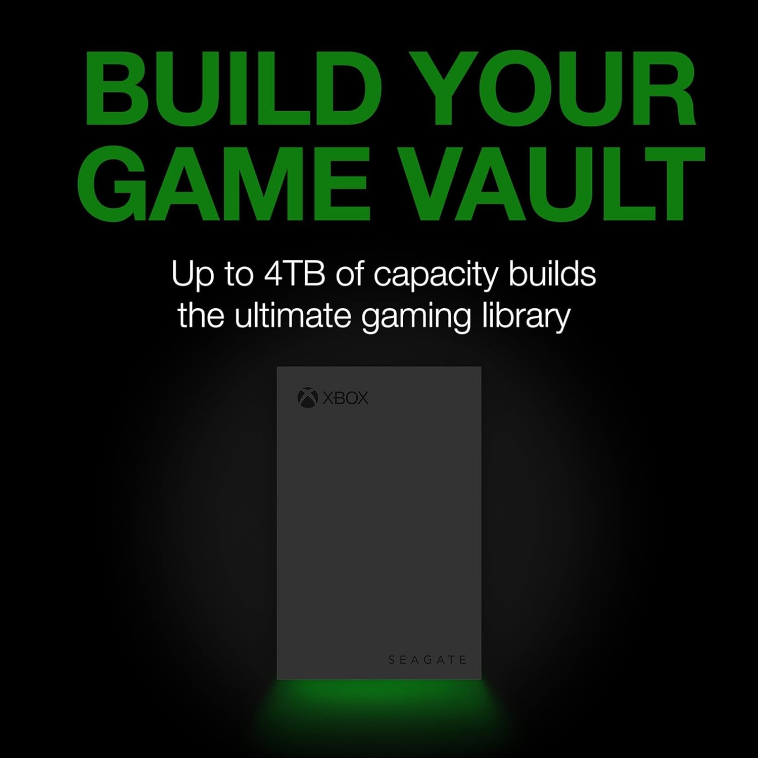 Game Drive for Xbox 4TB External Hard Drive Portable HDD - USB 3.2 Gen 1, Black with Built-In Green LED Bar , Xbox Certified, 3 Year Rescue Services (STKX4000402)