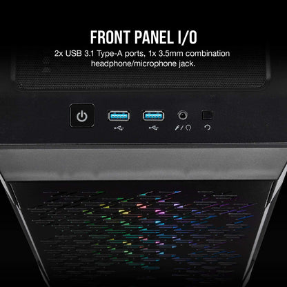 Icue 220T RGB AIRFLOW Tempered Glass Mid-Tower Smart ATX Case - High Airflow - Three Included SP120 RGB PRO Fans - Black