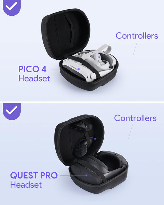 Yinke for Oculus/Meta Quest 2/Pico 4 Case, Hard Travel Carrying Case All-In-One Storage, Compatible with Elite Strap VR Headset and More Accessories (Black)