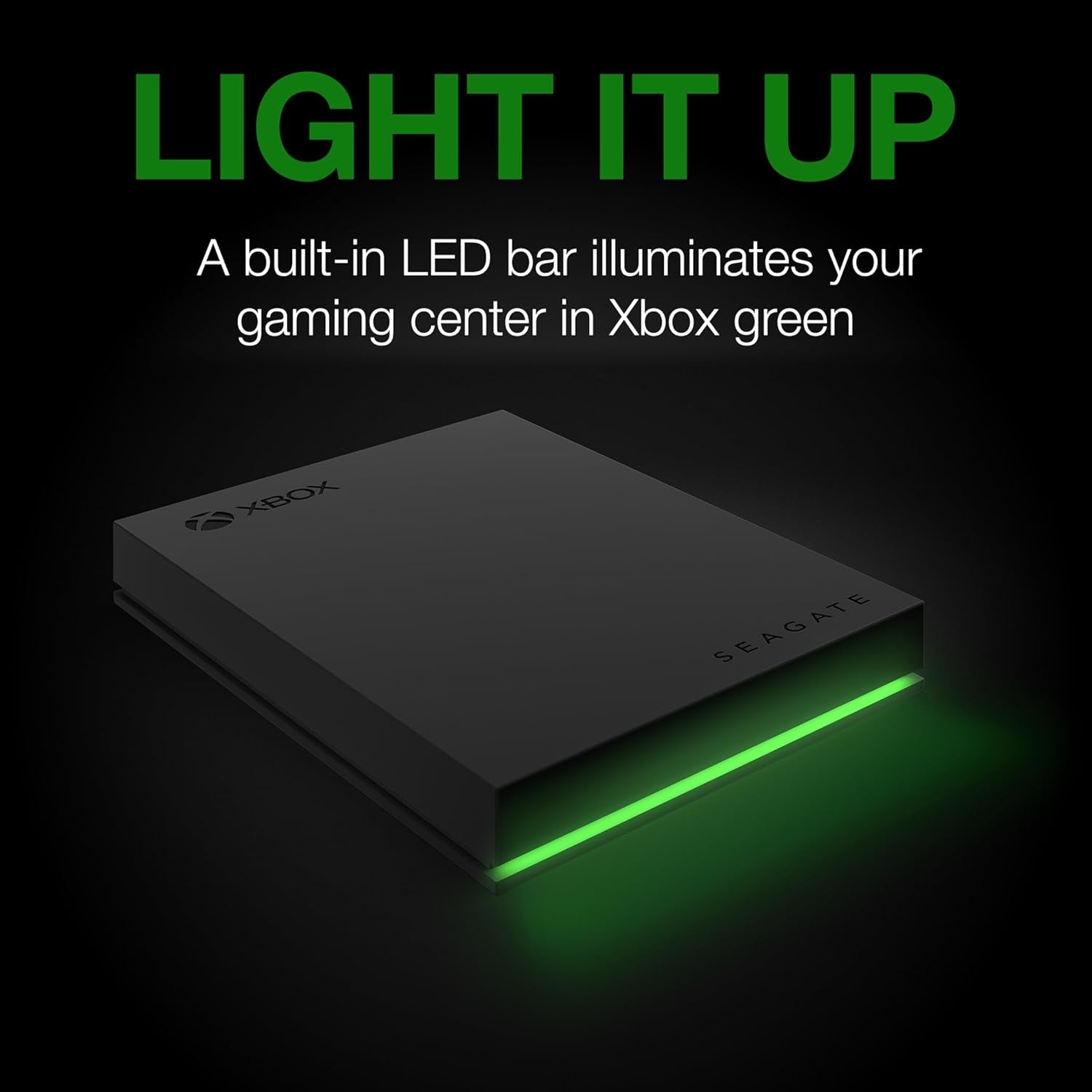Game Drive for Xbox 4TB External Hard Drive Portable HDD - USB 3.2 Gen 1, Black with Built-In Green LED Bar , Xbox Certified, 3 Year Rescue Services (STKX4000402)