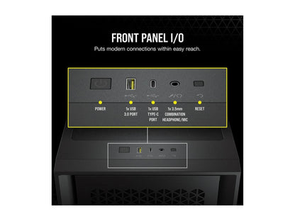 4000D AIRFLOW Tempered Glass Mid-Tower ATX Case - Black - Mid-Tower - Black - Steel, Tempered Glass, Plastic - 4 X Bay - 2 X 4.72" X Fan(S) Installed - 0 - ATX Motherboard Supported - 6 X