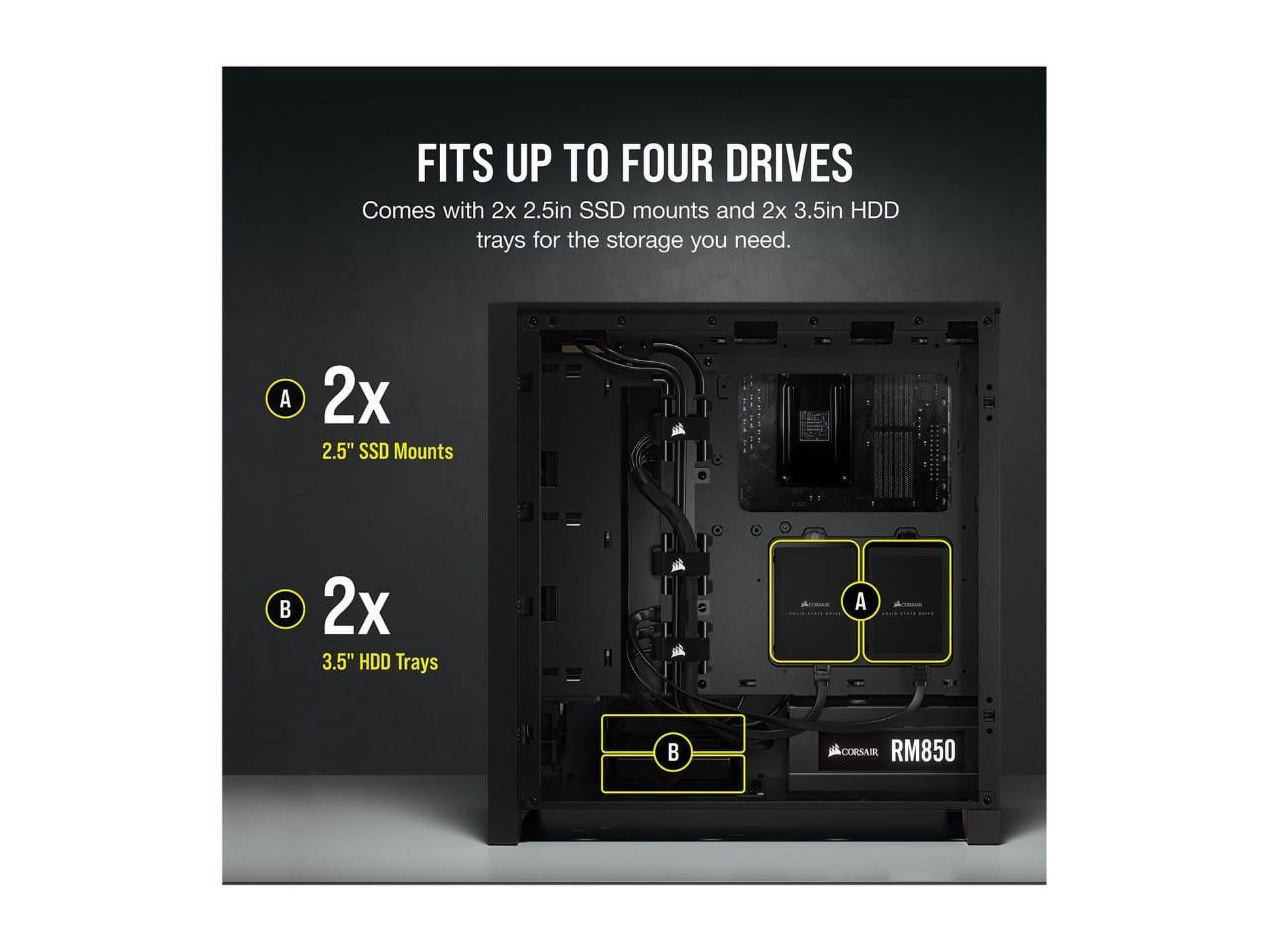 4000D AIRFLOW Tempered Glass Mid-Tower ATX Case - Black - Mid-Tower - Black - Steel, Tempered Glass, Plastic - 4 X Bay - 2 X 4.72" X Fan(S) Installed - 0 - ATX Motherboard Supported - 6 X