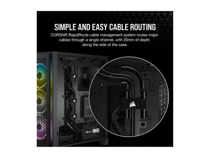 4000D AIRFLOW Tempered Glass Mid-Tower ATX Case - Black - Mid-Tower - Black - Steel, Tempered Glass, Plastic - 4 X Bay - 2 X 4.72" X Fan(S) Installed - 0 - ATX Motherboard Supported - 6 X
