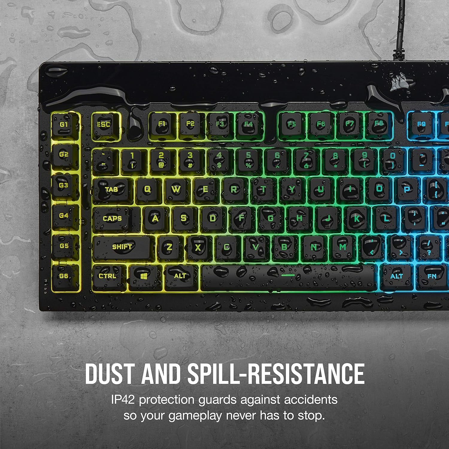 K55 RGB Pro-Dynamic RGB Backlighting - Six Macro Keys with Elgato Stream Deck Software Integration-Ip42 Dust and Spill Resistant-Detachable Palm Rest-Dedicated Media and Volume Keys, Black