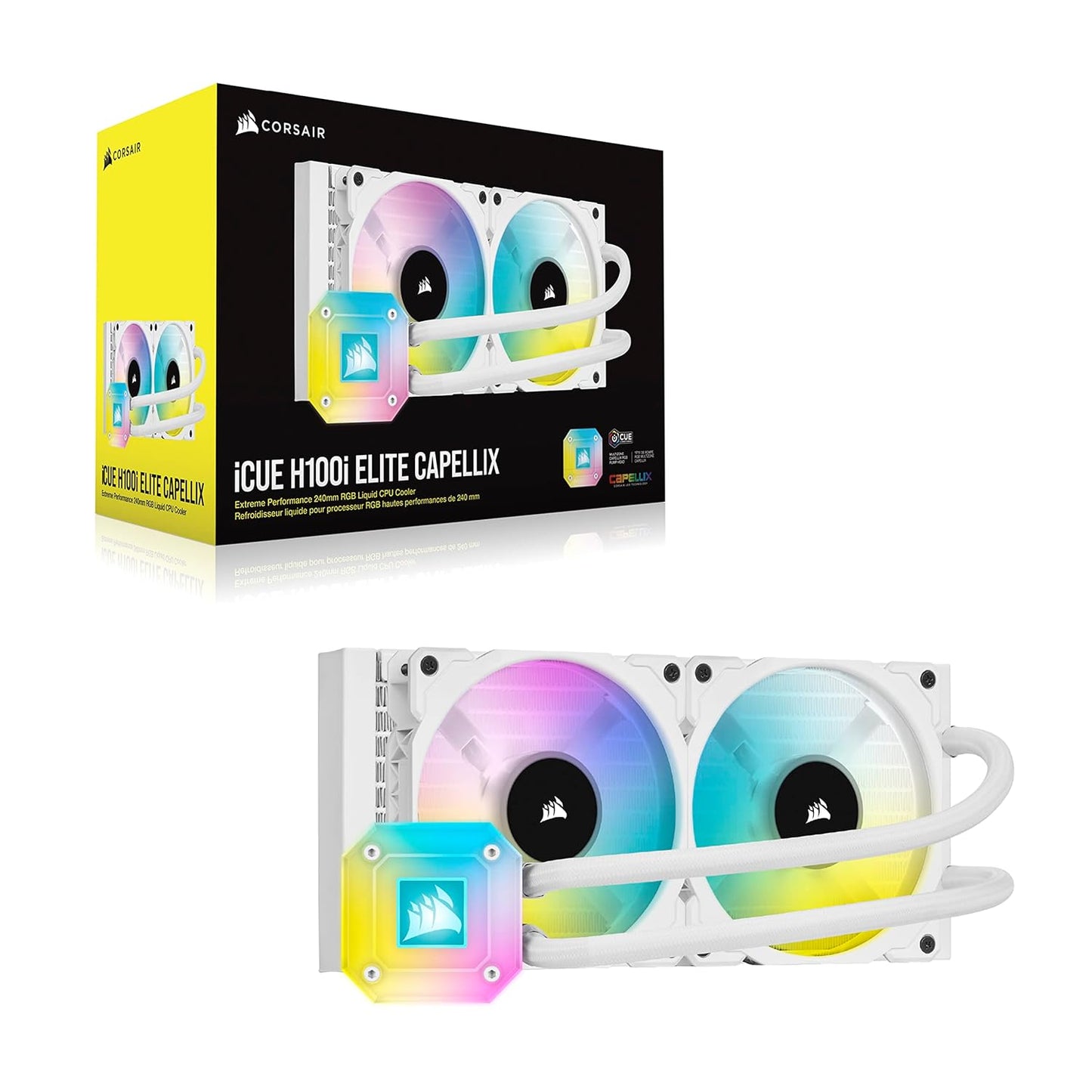 Icue H100I Elite Capellix Liquid CPU Cooler for Desktop - White