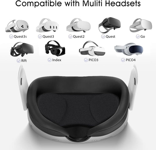 (1 Pack) VR Lens Protector Cover Dust Proof Cover for Quest 3S/Quest 3/Quest 2/Quest/Valve Index Washable Protective Sleeve Sunlight Blocking Anti-Scratch and Anti-Dust - Black