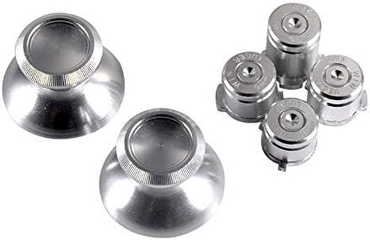 Metal Silver Alumium Alloy Thumbsticks Bullet ABXY Mod Buttons Replacement Parts for Xbox One Standard, for Xbox One Elite, for Xbox One S/X Controller