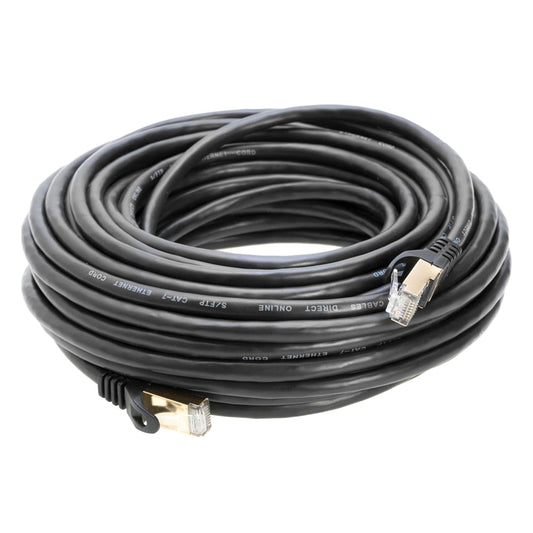 30FT S/FTP Cat7 Copper Network Ethernet Patch Cable, Internet Wire, Compatible with PC, Laptop, Modem, Router, Tvs, Printer Cord, Consoles for Home and Office (30Ft, Black)