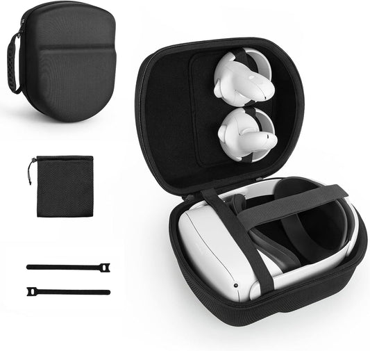 Yinke for Oculus/Meta Quest 2/Pico 4 Case, Hard Travel Carrying Case All-In-One Storage, Compatible with Elite Strap VR Headset and More Accessories (Black)