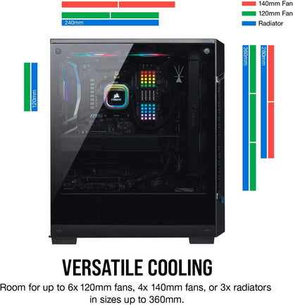 Icue 220T RGB AIRFLOW Tempered Glass Mid-Tower Smart ATX Case - High Airflow - Three Included SP120 RGB PRO Fans - Black