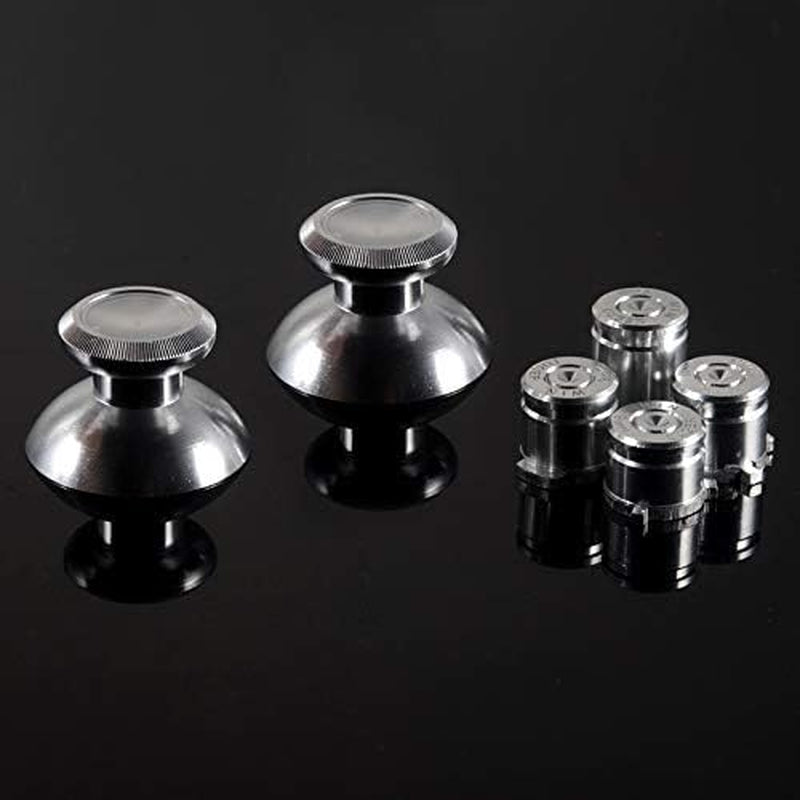 Metal Silver Alumium Alloy Thumbsticks Bullet ABXY Mod Buttons Replacement Parts for Xbox One Standard, for Xbox One Elite, for Xbox One S/X Controller
