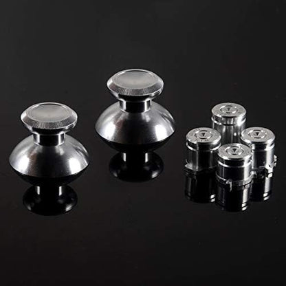 Metal Silver Alumium Alloy Thumbsticks Bullet ABXY Mod Buttons Replacement Parts for Xbox One Standard, for Xbox One Elite, for Xbox One S/X Controller