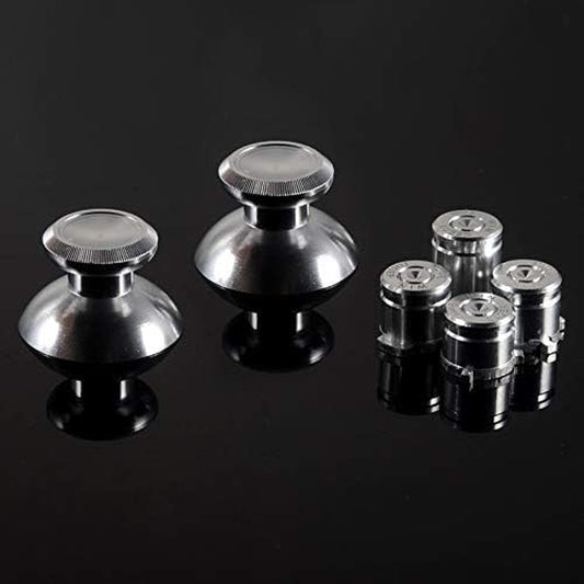 Metal Silver Alumium Alloy Thumbsticks Bullet ABXY Mod Buttons Replacement Parts for Xbox One Standard, for Xbox One Elite, for Xbox One S/X Controller