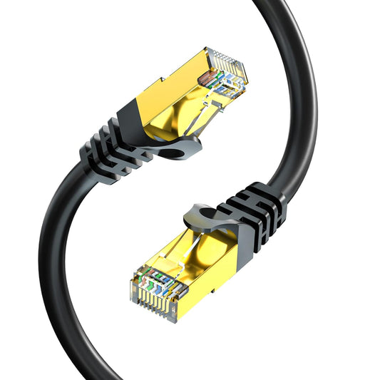 Cat7 Ethernet Cable 150Ft, Cat7 Outdoor Cable Triple Shielding SSTP 10Gbps 600Mhz Ethernet Patch Cable for Modem Router LAN RJ45, Uv/Water Proof, Direct Burial, PE Jacket