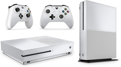 Xbox One S Carbon White Console Skin Decal Sticker + 2 Controller Skins