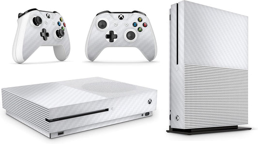 Xbox One S Carbon White Console Skin Decal Sticker + 2 Controller Skins