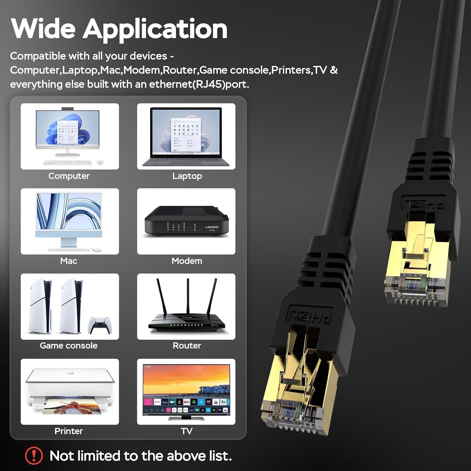Ethernet Cable 15Ft,Cat7 Cat7 3Ft 15Ft 25Ft 50Ft 100Ft 125Ft 150Ft 175Ft 200Ft 225Ft 300Ft 330Ft 400Ft Shielded Grounded UV Resistant Waterproof Buried-Able Network Cord SFTP 10 Gigabit 600Mhz