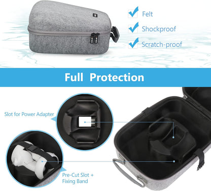 Hard Carrying Case for Quest 2 VR Headset, Compatible with Official/Third Party Elite Strap, Touch Controllers, Battery Accessories (Gray)