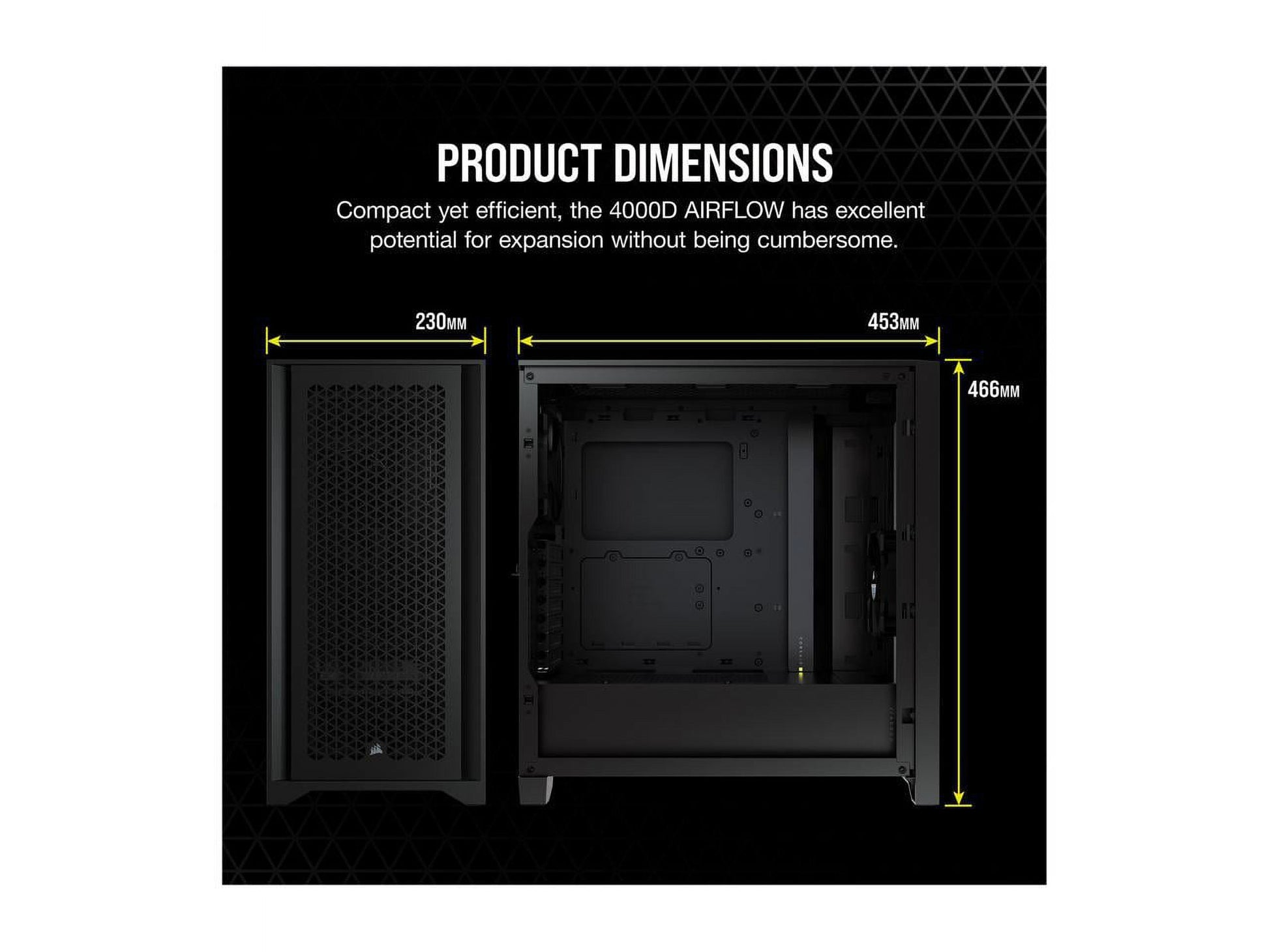 4000D AIRFLOW Tempered Glass Mid-Tower ATX Case - Black - Mid-Tower - Black - Steel, Tempered Glass, Plastic - 4 X Bay - 2 X 4.72" X Fan(S) Installed - 0 - ATX Motherboard Supported - 6 X