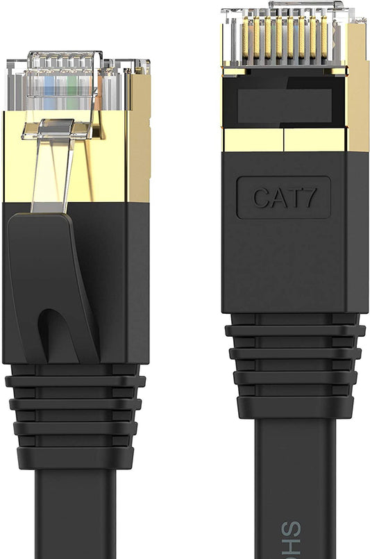 Cat 7 Ethernet Cable 15 Ft High Speed 10Gbps 600Mhz, Shielded Ethernet Cord, LAN Cable with RJ45, Weatherproof Flat Internet Network Patch Cord, Fast LAN Wire for Gaming, PS5/4/3, Xbox, Modem, Router