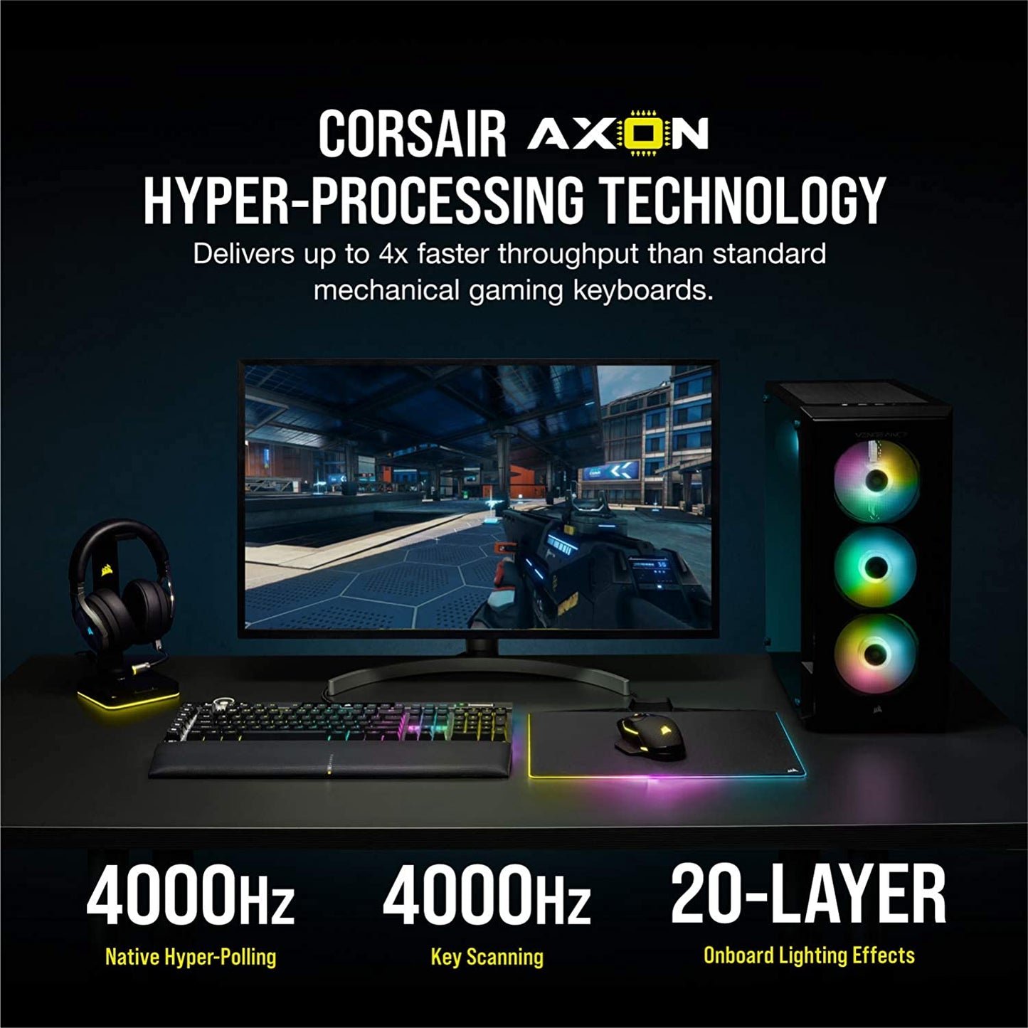 Icue Nexus Companion Touch Screen – 5” Diagonal Screen – 6 Programmable Virtual Macro Buttons + K100 RGB Mechanical Gaming Keyboard - Cherry MX Speed RGB Silver Keyswitches